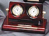 Rosewood Desk Clock with Thermometer (9"x5 1/2"x5")